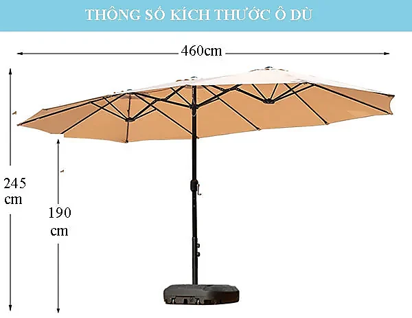 Dù Chính Tâm 3 Đỉnh Cỡ Lớn 2m7 x 4m6 - ảnh 2