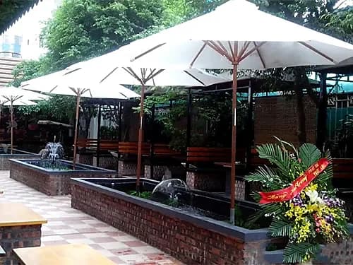 Dù Chính Tâm Tròn 3M Thân Gỗ Dây Rút - ảnh 3