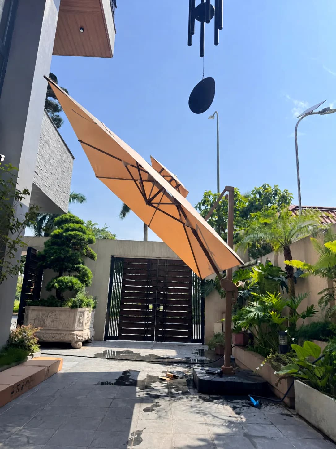 Lắp đặt dù lệch tâm che xe ô tô tại Phủ Lý, Hà Nam - ảnh 3