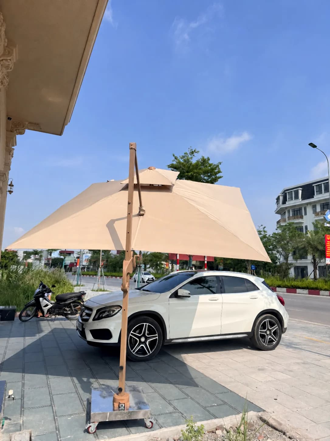 Lắp đặt dù lệch tâm che xe ô tô tại Phủ Lý, Hà Nam - ảnh 4