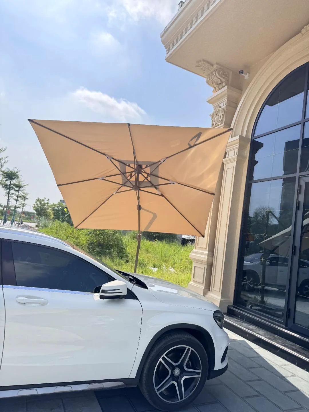 Lắp đặt dù lệch tâm che xe ô tô tại Phủ Lý, Hà Nam - ảnh 5