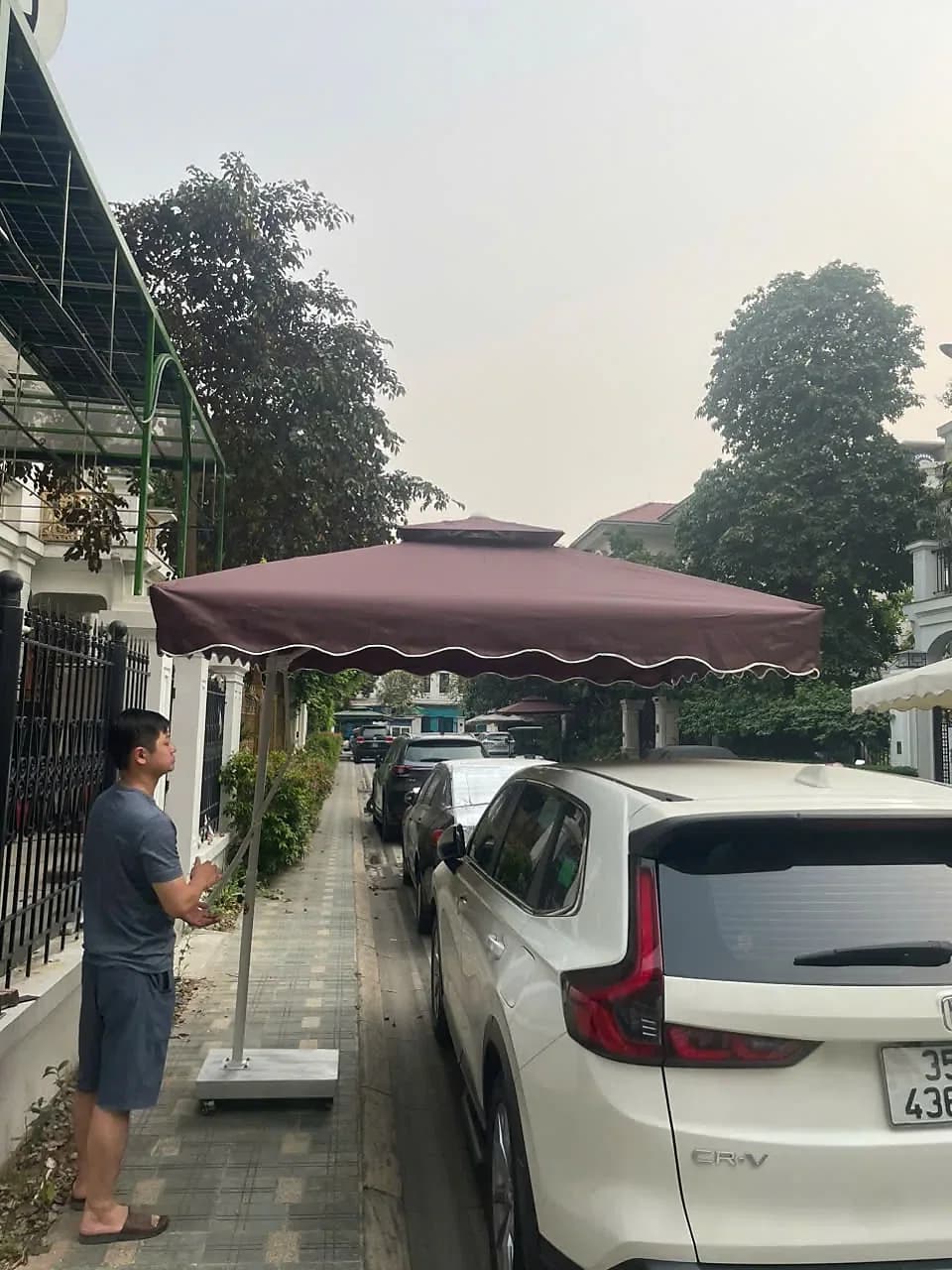 Giao dù lệch tâm 2m5 x 2m5 cho quán Langcha và khu che xe ô tô - ảnh 4